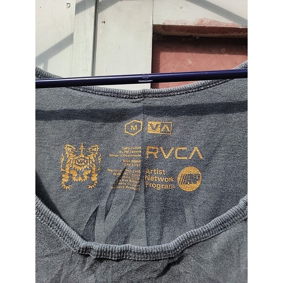 RVCA Tank Top Size Medium Gray with Green and White Logo - Picture 4 of 5